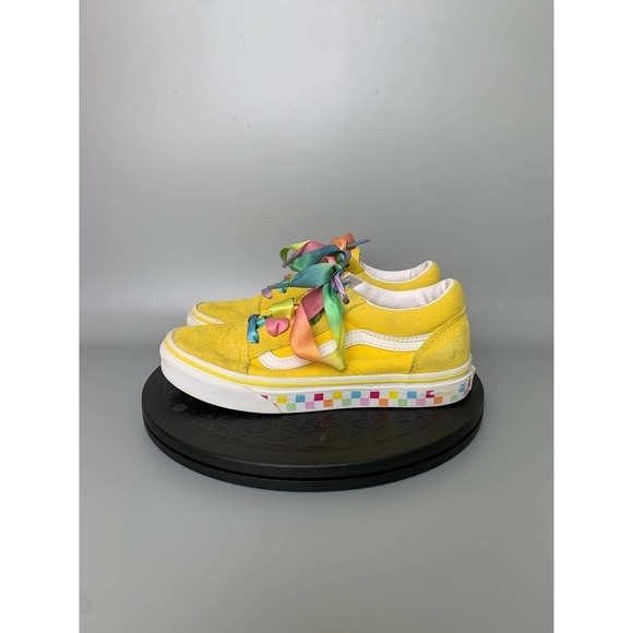 Vans Other - Girls Vans Old Skool Checkered Rainbow Sneakers Size 1.5 Yellow